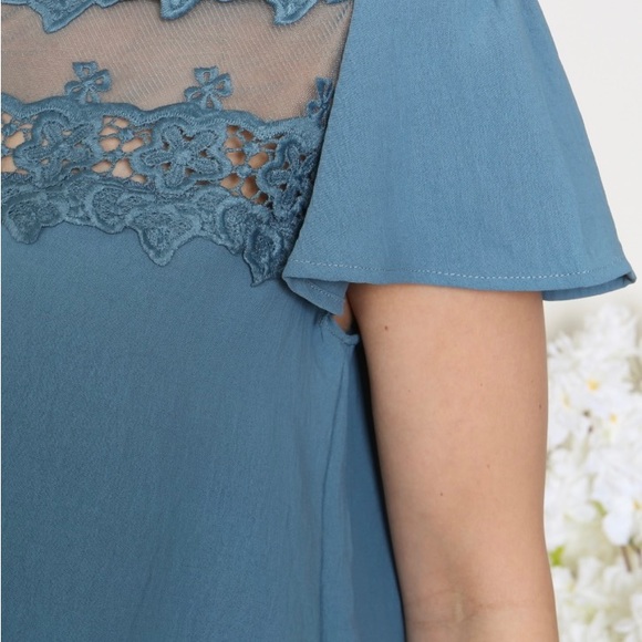 New Teal Lace Detail tie knot front top option - Picture 4 of 4